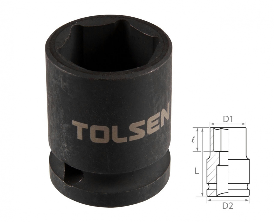 Головка торцевая ударная шестигранная 1/2", 21 мм TOLSEN TT18221